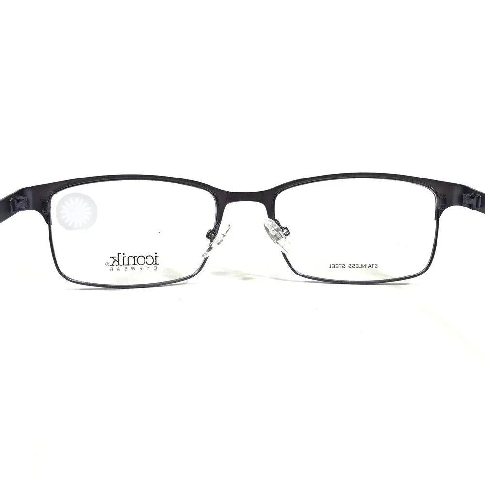 Iconik Eyeglasses Frames Miles C01 Black Grey Rectangular Full Rim 53-19-140